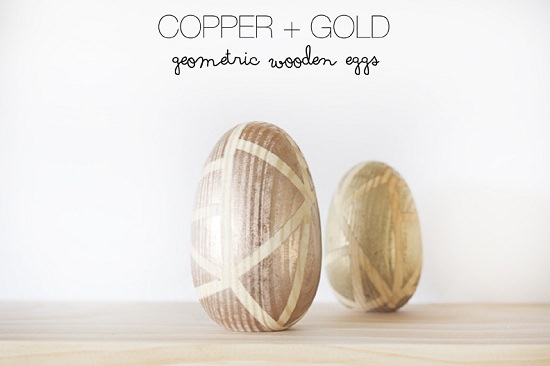 Copper And Gold Geometric Wooden Eggs