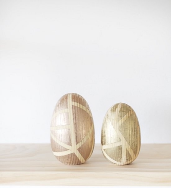 Copper And Gold Geometric Wooden Eggs 2