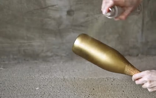 DIY Gold Glitter Champagne Bottle 4