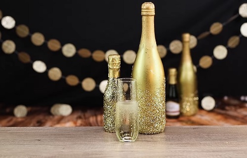 DIY Gold Glitter Champagne Bottle 1