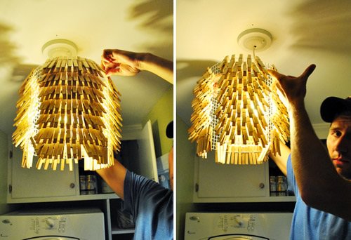 Homemade Clothespin Chandelier