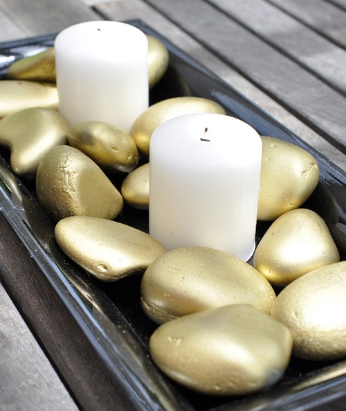 Gold Rock Candle Centerpieces