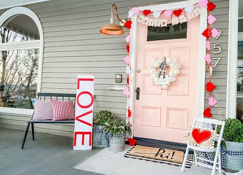 Pink and Red Valentine's Porch
