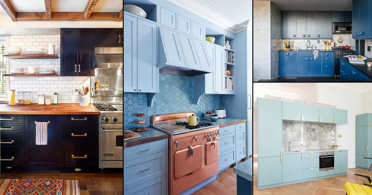 40 Blue Kitchen Cabinet Ideas, Small Kitchen Navy Blue Cabinets