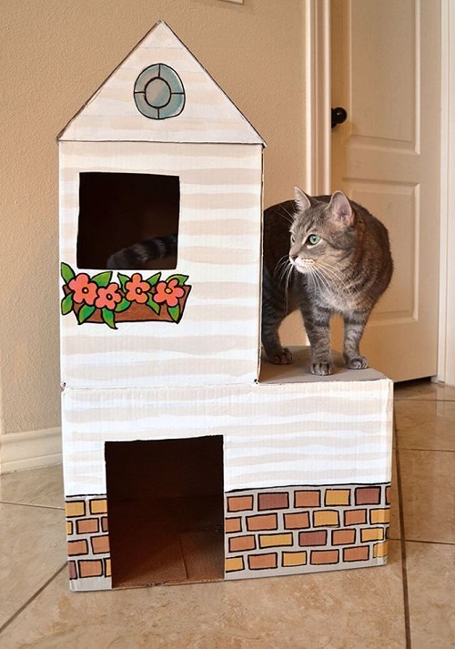 Homemade Cardboard Cat House Ideas 9