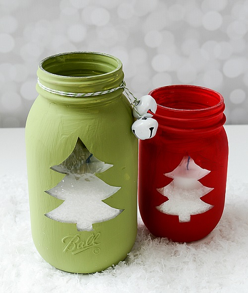 Christmas Tree Mason Jar Votive