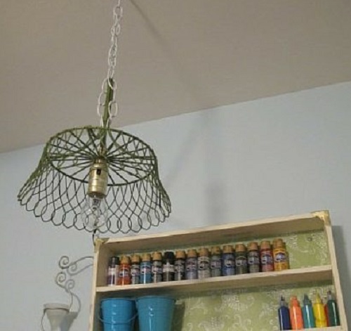 DIY Pendant Light from Wire Fruit Basket