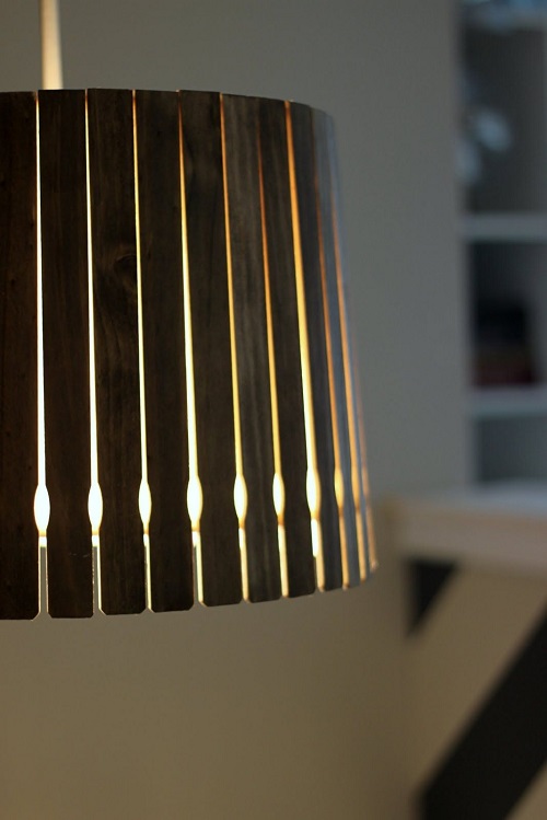 DIY Wooden Paint Stick Pendant Light