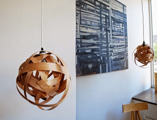 Wooden Strips Woven Pendant Lamp
