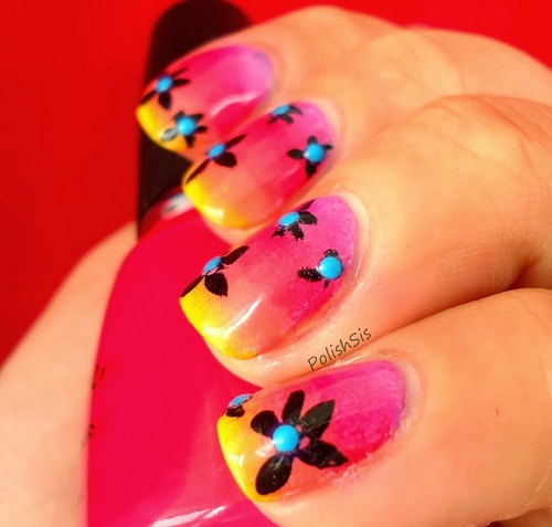 Tropical Sunset with Flowers and Studs