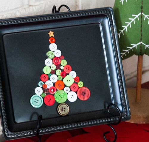 DIY Christmas Button Tree Tray