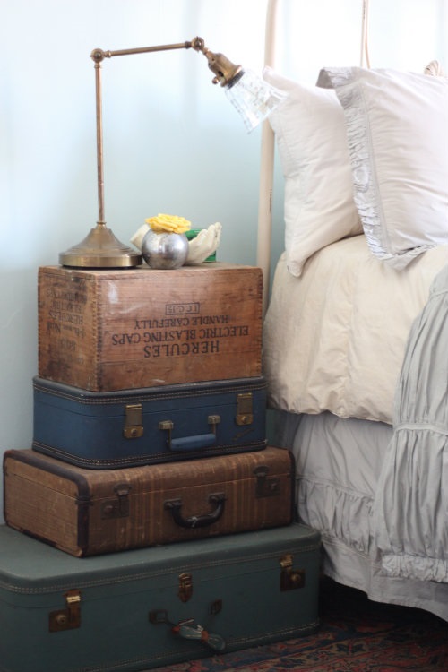 Stacked Vintage Suitcase Nightstand