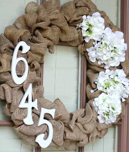 DIY Burlap Wreath With House Numbers