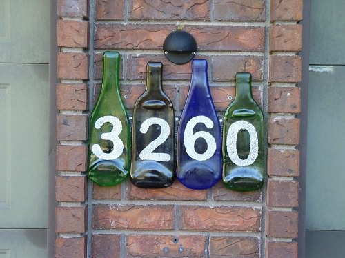 Fused Wine Bottle House Numbers