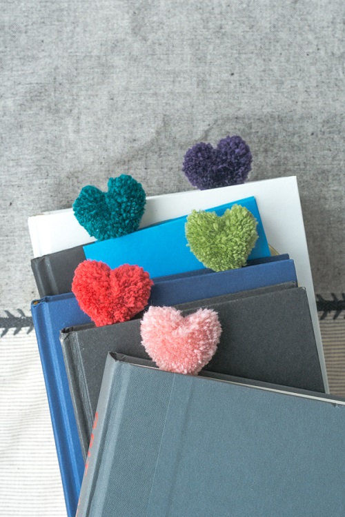 Heart Pom-Pom Bookmarks