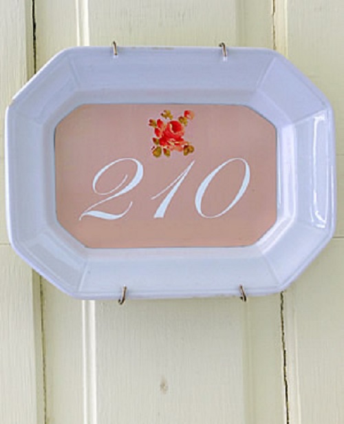 Old Serving Platter Turned House Address Sign