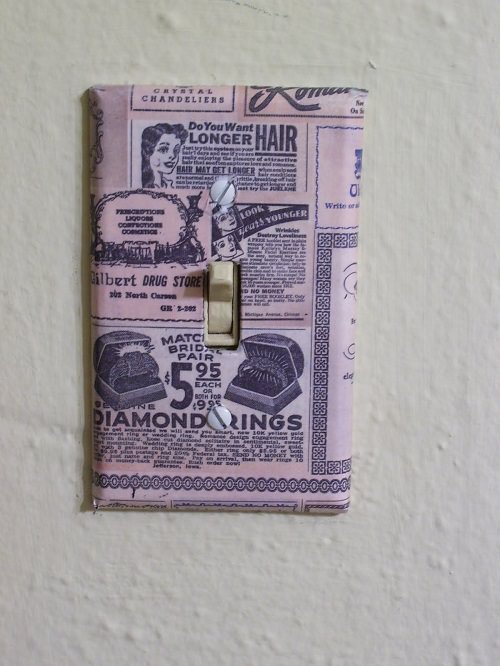 Scrapbook Paper Covered Light Switch