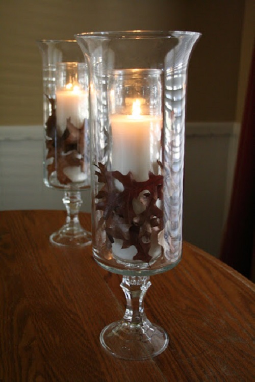 Tall and Textured Glass Hurricane Candlestick