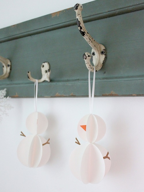 3D Paper Snowman Ornaments