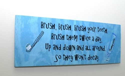 Brush Teeth Bathroom Sign