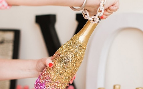 DIY Glitter Champagne Bottle 1