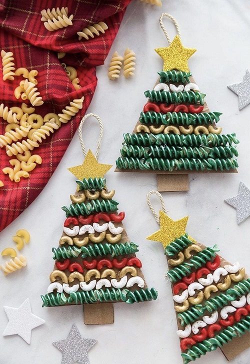 DIY Pasta/Macaroni Christmas Tree Crafts