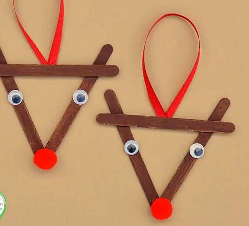 DIY Popsicle Stick Reindeer Ornament