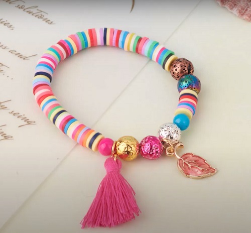 DIY Rainbow Heishi Beads Bracelet