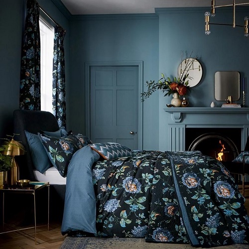 Floral Blue Bedroom