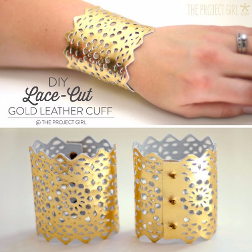 DIY Crafts Leather Gold Leather Cuff