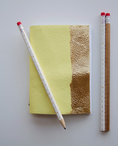 DIY Crafts Leather Gold Leaf Notebook