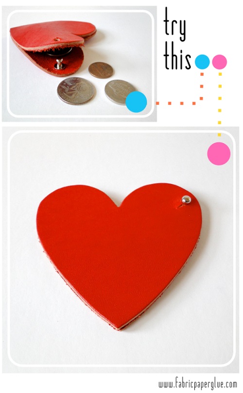 DIY Crafts Leather Heart coin Purse