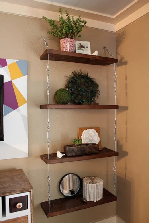 DIY Suspended Cable Shelves Ideas 1