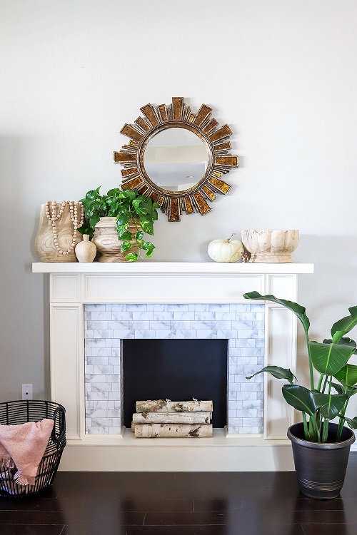 Renter-Friendly Tiled Fireplace