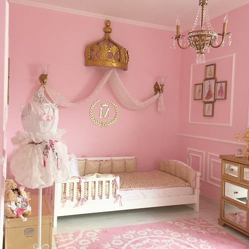 Pink and Gold Princess-Themed Toddler Girl Bedroom