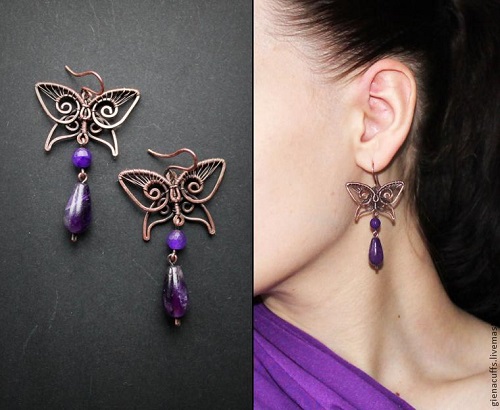 Copper Wire Butterfly Ear rings