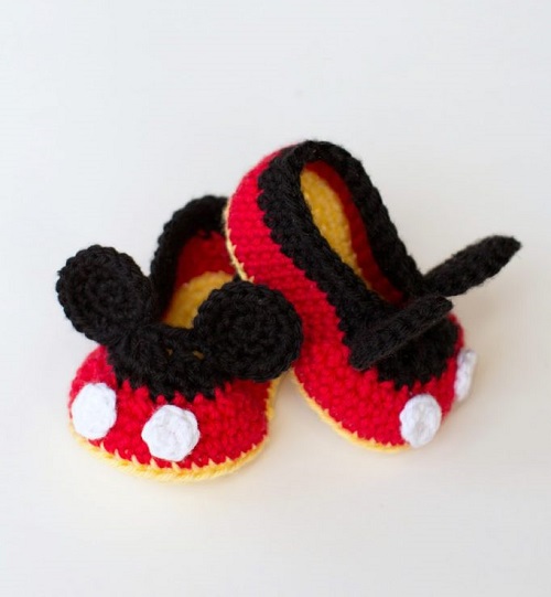 Mickey Inspired Baby Booties Crochet Pattern