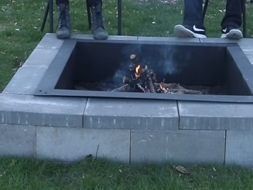 Modern Square Fire Pit with Ring