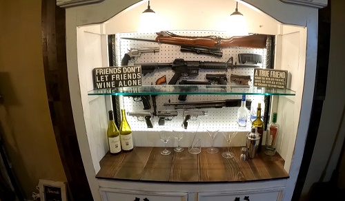 Bar Hutch Cabinet Turned Hidden Gun Storage Unit