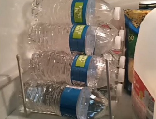 Cabinet Shelf Turned Water Bottle Holder