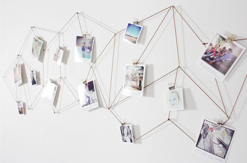 DIY Geometric String Photo Wall