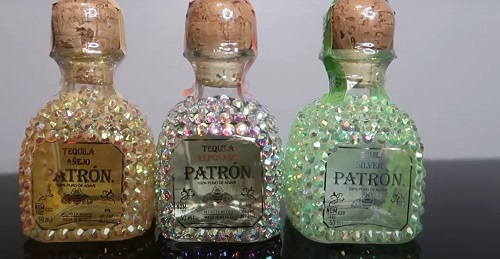DIY Rhinestone Liquor Glam Birthday Bottles