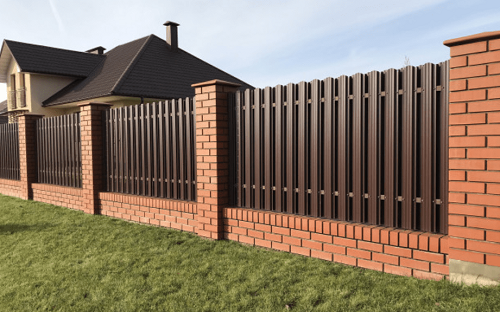 Bricks and Corrugated Metal Sheets Fence