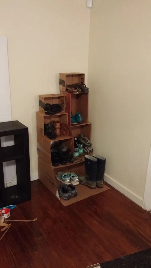 Cardboard Box Shoes Storage Rack