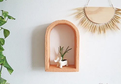 DIY Terracotta Cardboard Wall Shelf