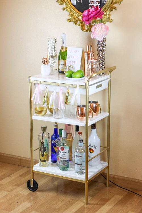 Gold and Marble Bar Cart