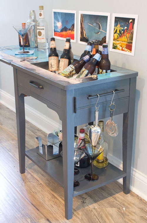 Upcycled Sewing Table Bar