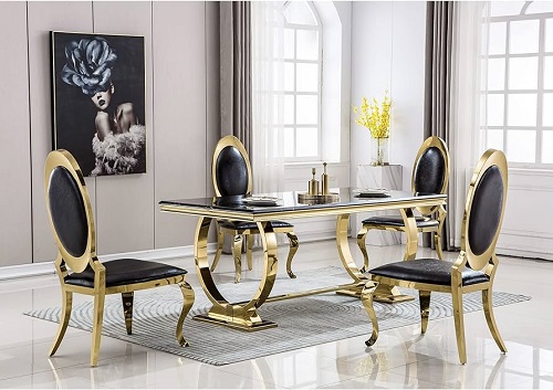 Black Dining Chairs with Gold Frames
