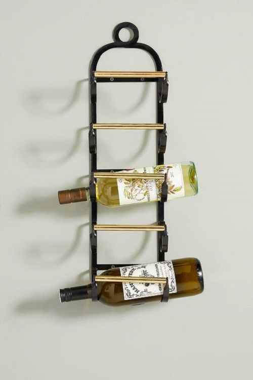 Black Wine Rack with Gold Accents
