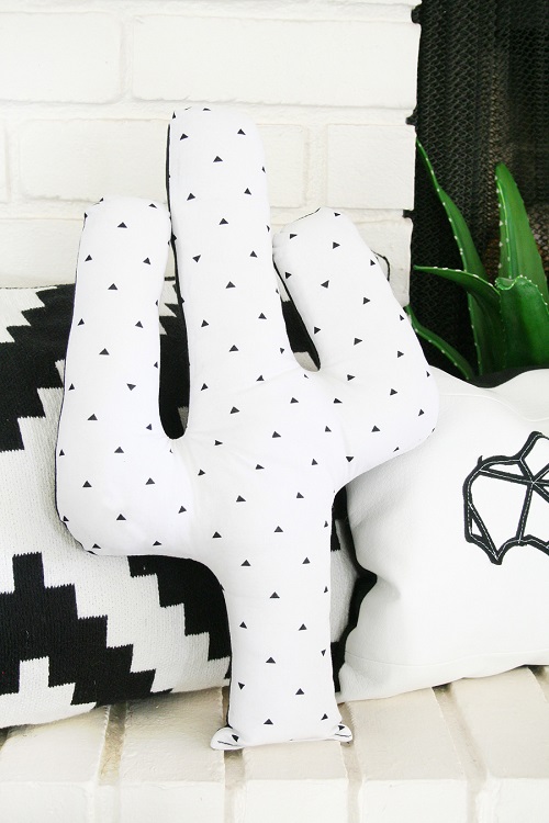 Black and White Cactus Cushion